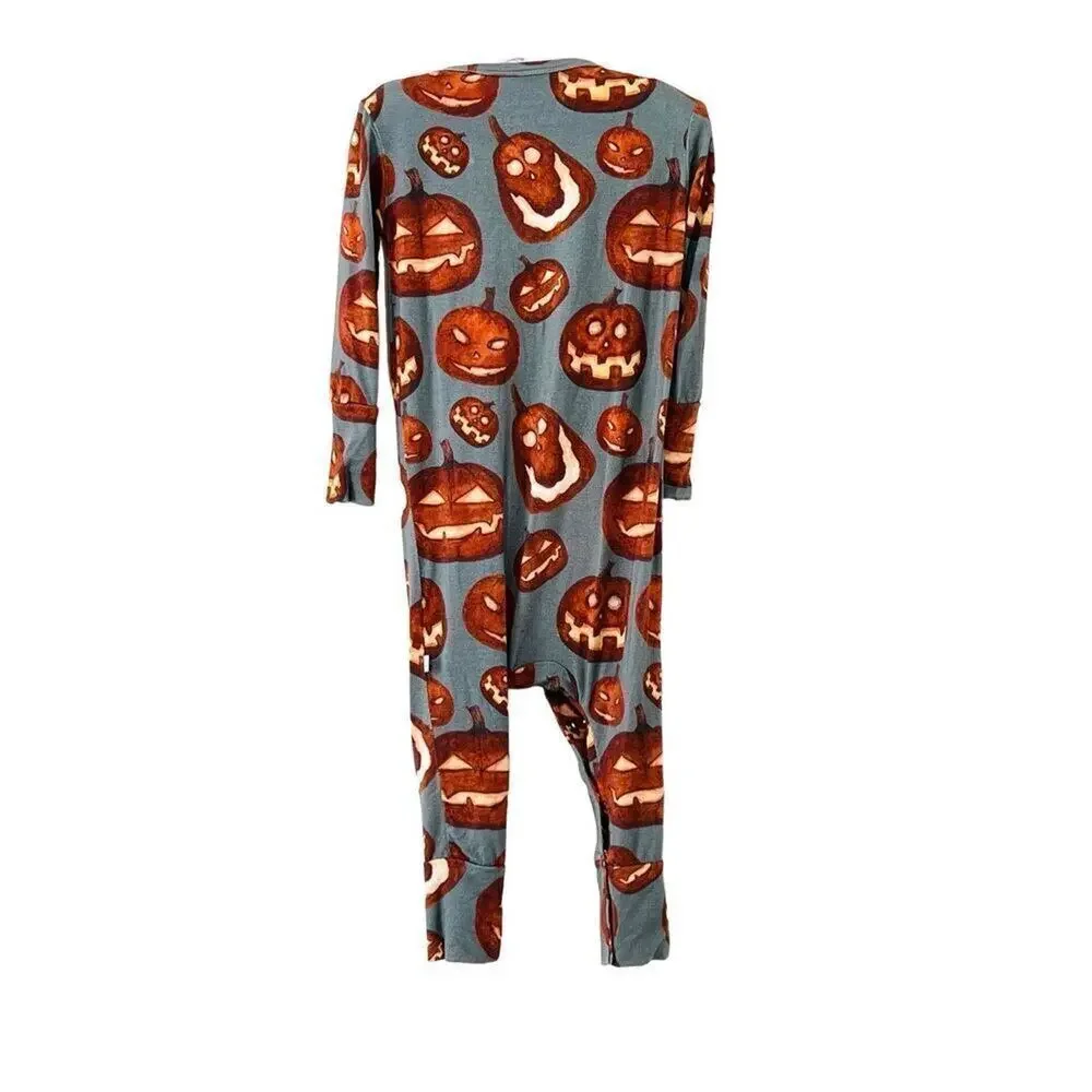 Posh‎ Peanut Gray Bamboo Halloween Jack-o-lantern Pumpkins Romper 12-18 months